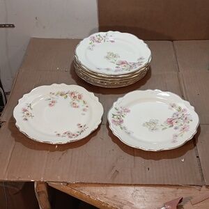 8 Lunch Plates Virginia Rose Homer Laughlin 9 1/4" Made In USA.